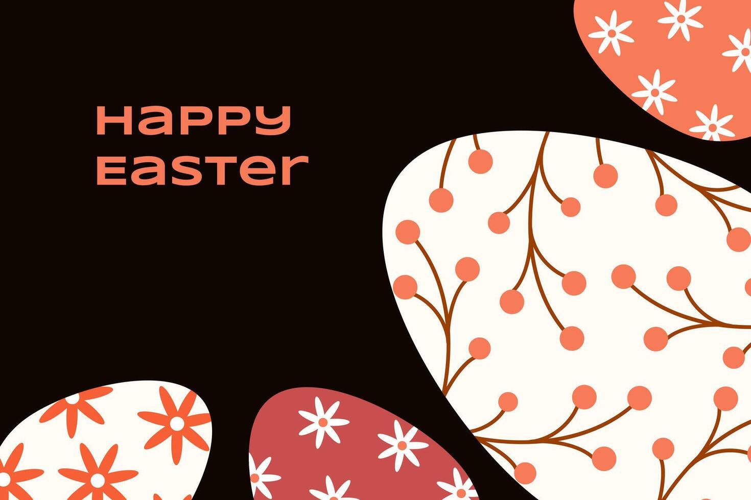 Happy Easter. Egg with flowers and twigs pattern. illustration vector