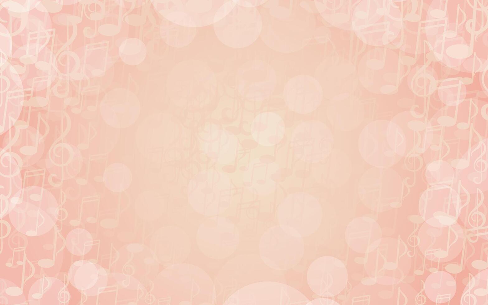 Pink music background with notes. Bokeh backdrop with falling and floating treble clefs, notes and space for text. Musical illustration for design, flyers, posters, awards, scrapbook, covers vector