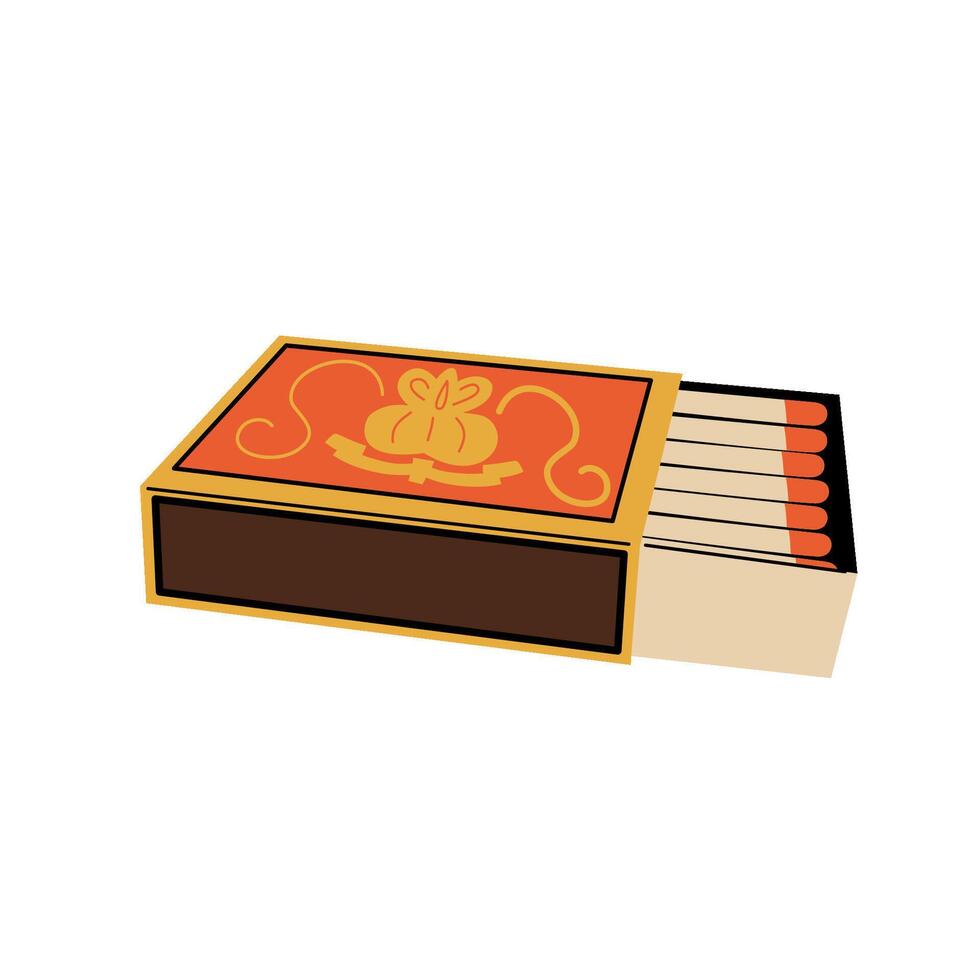 Retro matchbox with matches. Illustration on a white background. vector