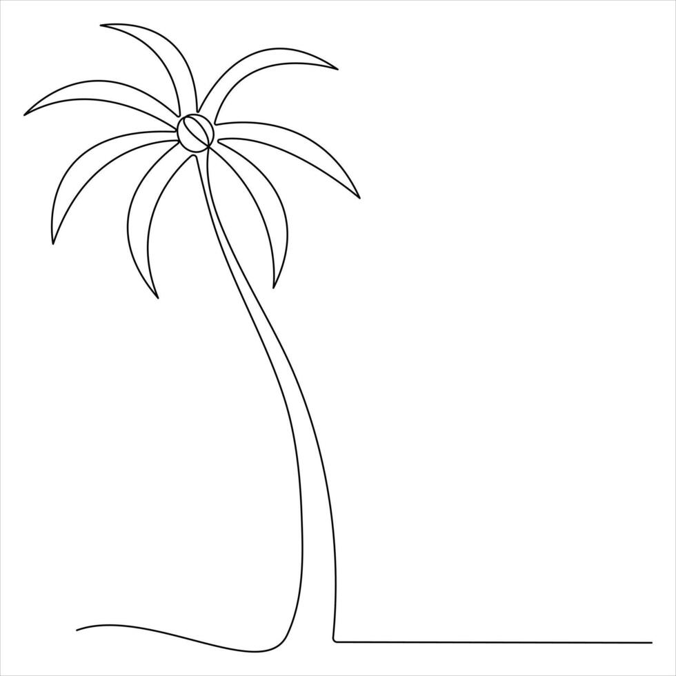 Single continuous line drawing aesthetic palm tree vector