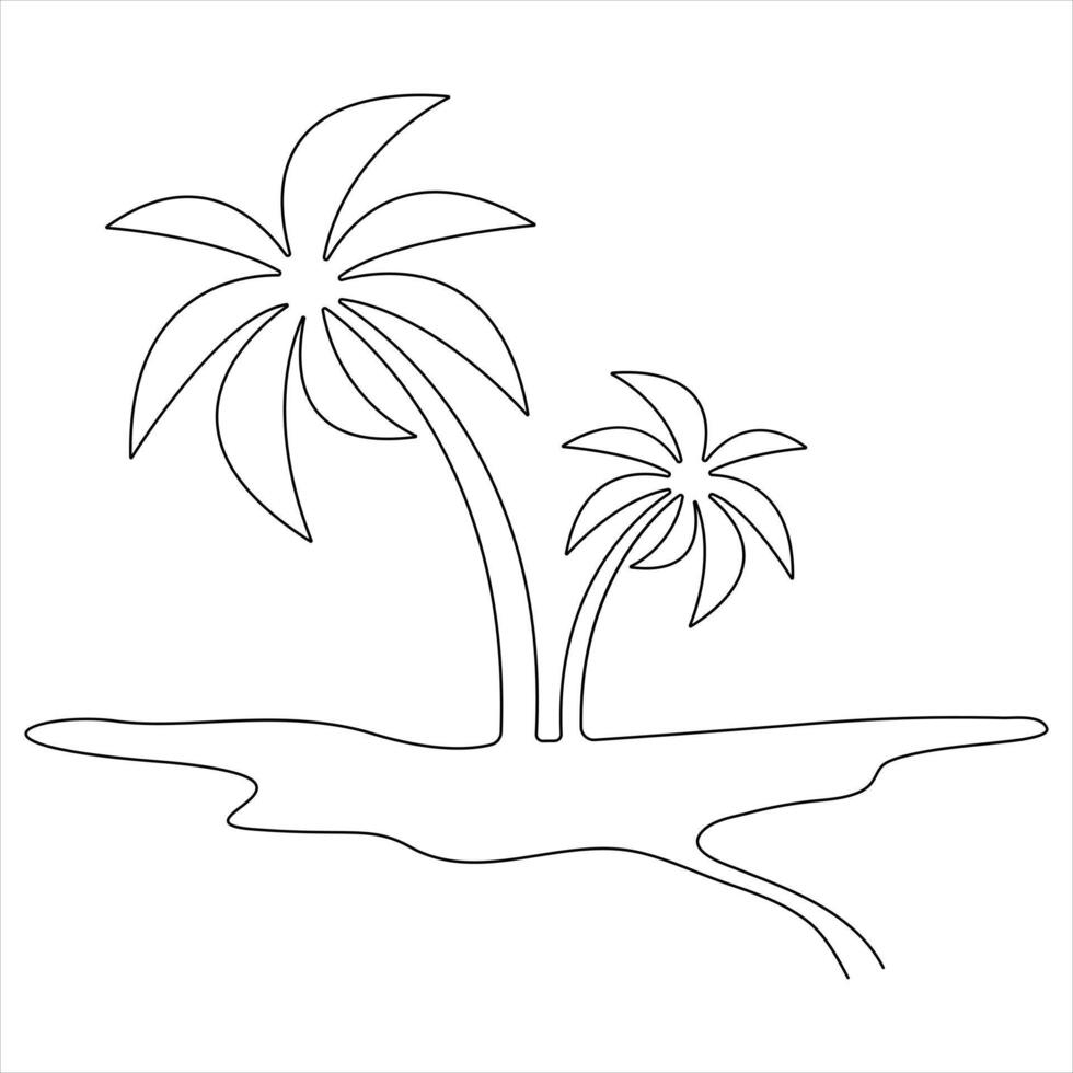Single continuous line drawing of aesthetic palm tree style illustration vector