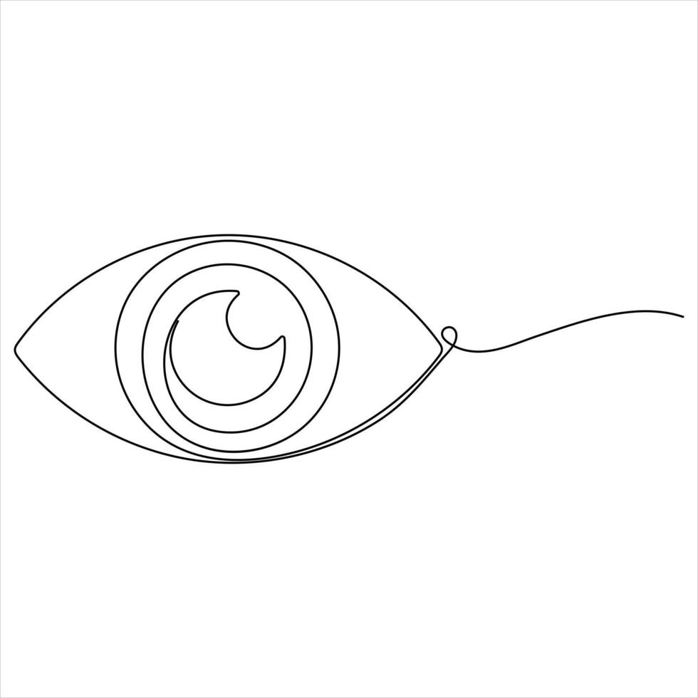 eye watch continuous single line drawing of minimalist eye with retina outline style vector