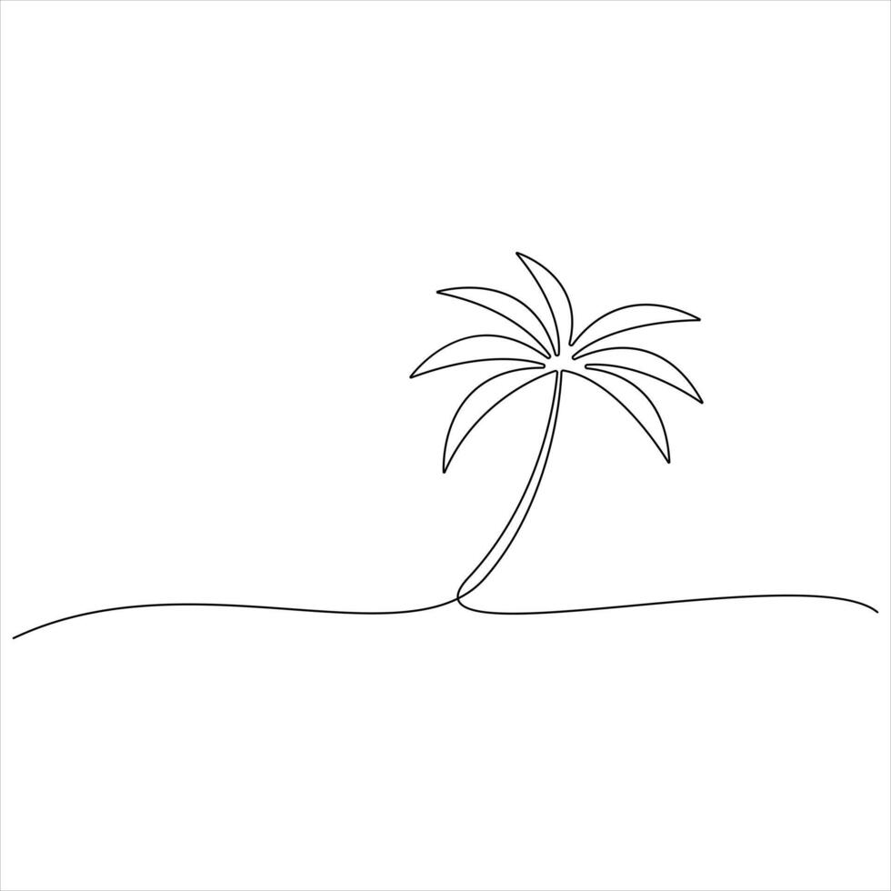 Minimalist Palm Tree Line Art Illustration vector