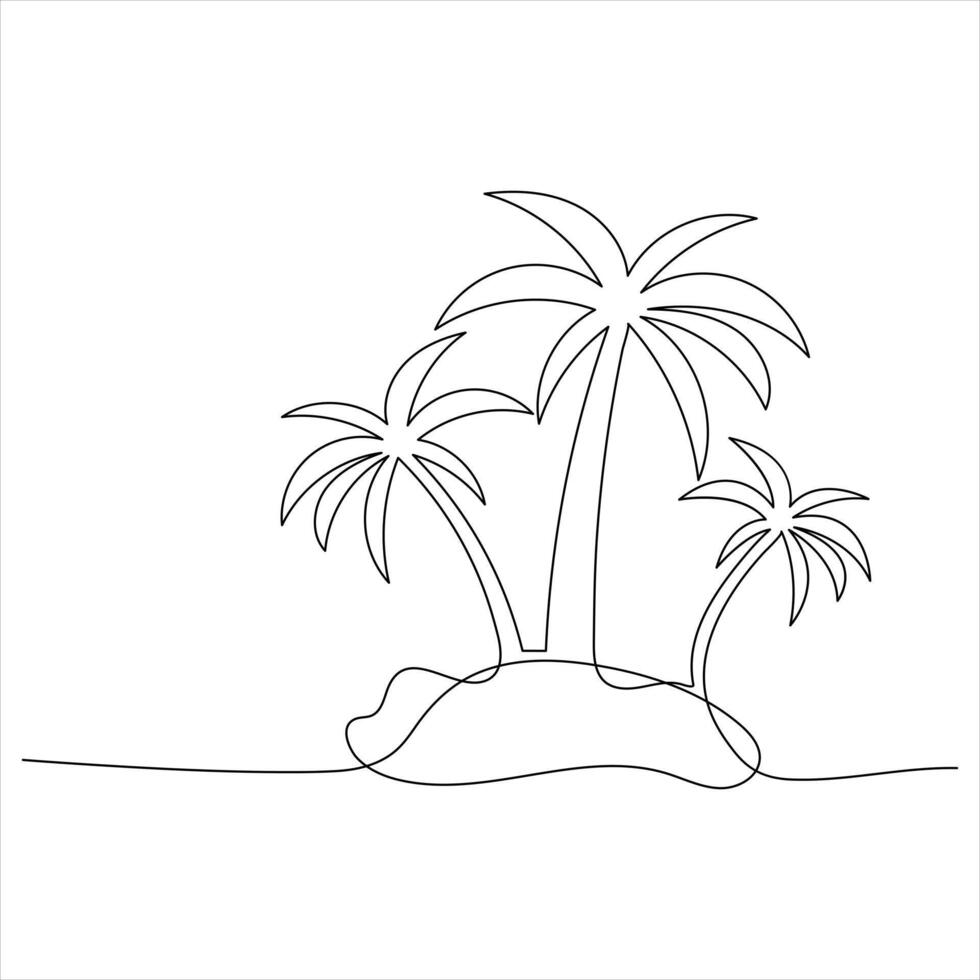 Single continuous line drawing of aesthetic palm tree sketch drawing illustration vector