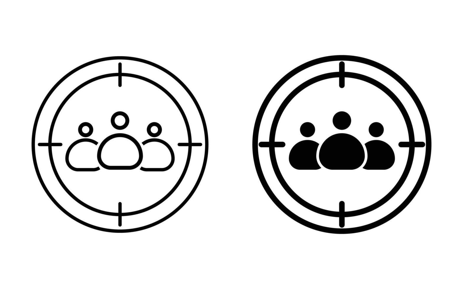 Target audience icon. client first approach, person, central, people, human focus concept. Customer Focus icons collection. vector