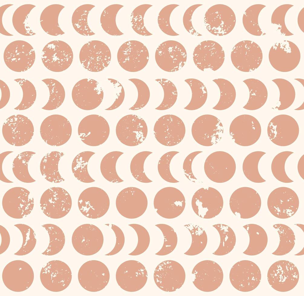 Modern magic seamless pattern with moon phases in boho style. Astronomy illustration. Perfect for fabric, scrapbooking, wallpaper, and kids' designs. vector