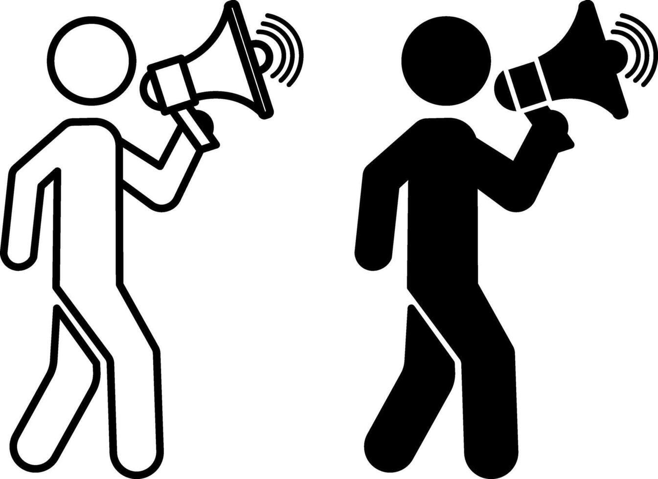 Speaker Icons. Black and White Illustration. Man Talking in Loudspeaker. Music Concept vector