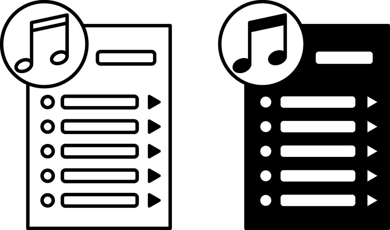 Playlist Icons. Black and White Illustration. Audio Content Collection, List of Tracks. Music Concept vector