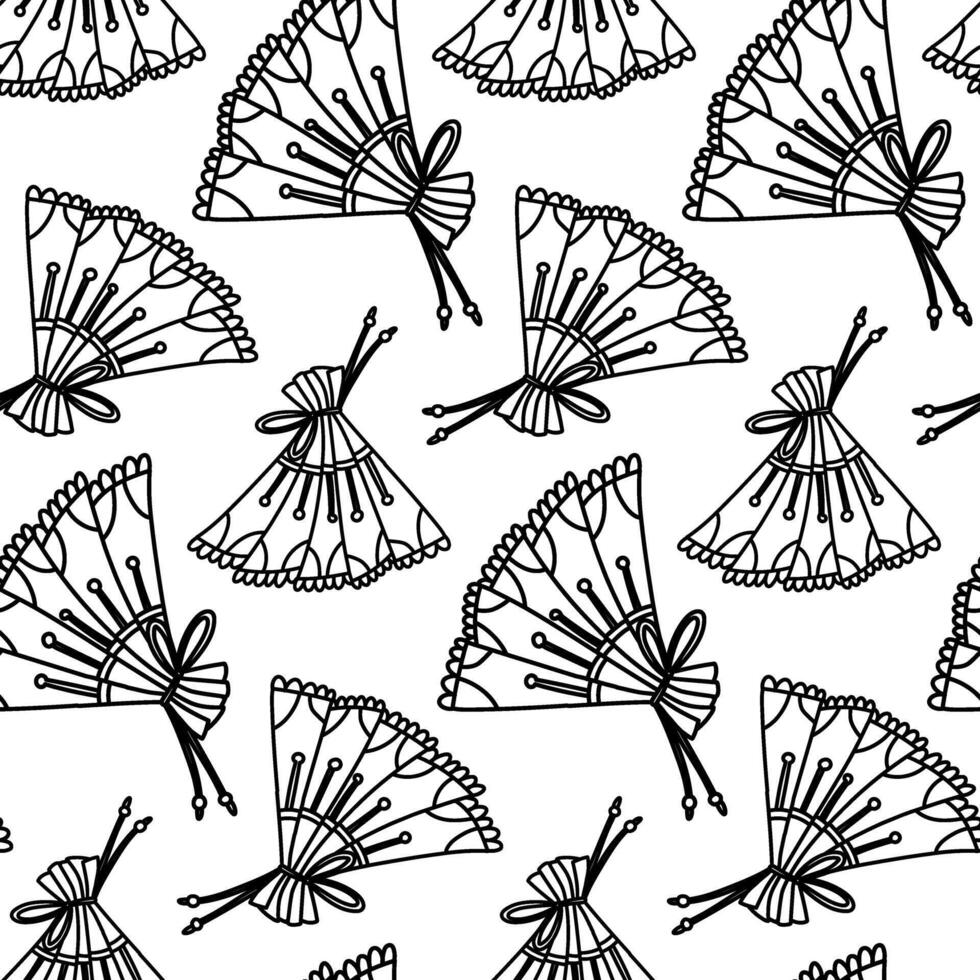 pattern of doodle fans for Mardi Gras or costume party. It is part of decor of women's costume. It is suitable for making invitations, posters, decorations and promotional materials for events related vector
