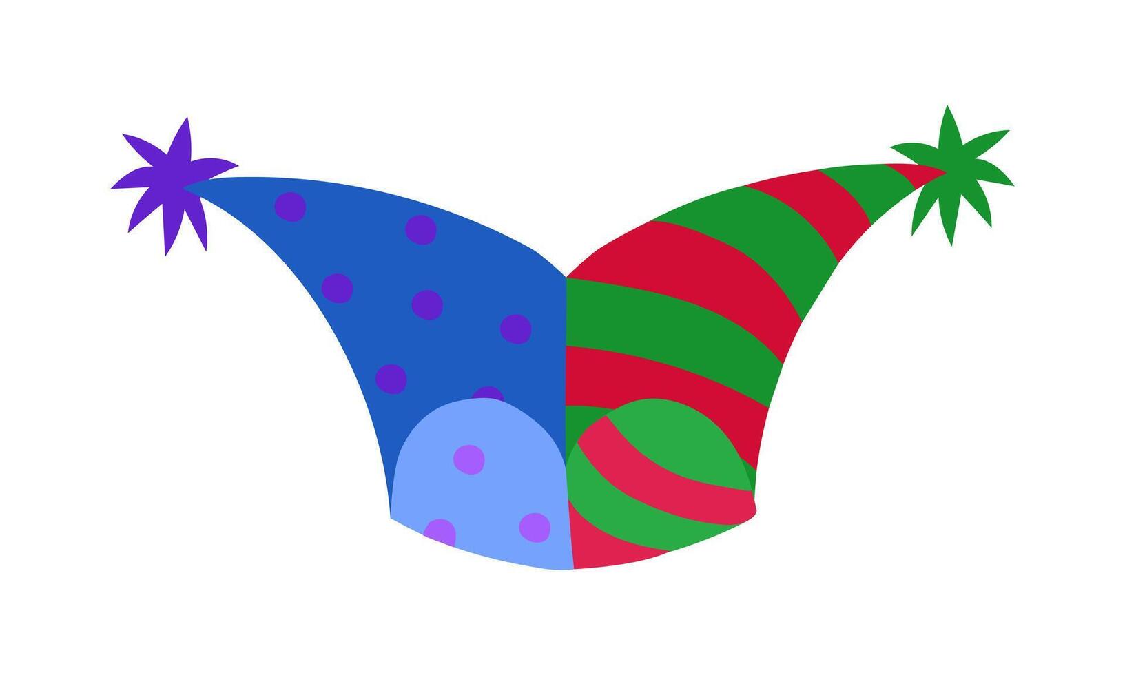wacky hat with a texture for Mardi Gras. hat with pompoms is color flat illustration. It is suitable for use in design of materials, advertising, goods and decor related carnival themes, celebrations vector