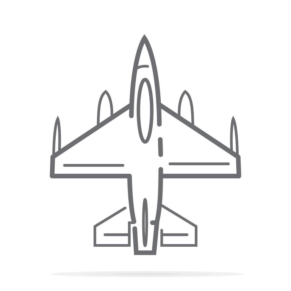 Fighter plane line icon, outline sign, linear style pictogram isolated on white. Symbol, logo illustration. Editable stroke vector