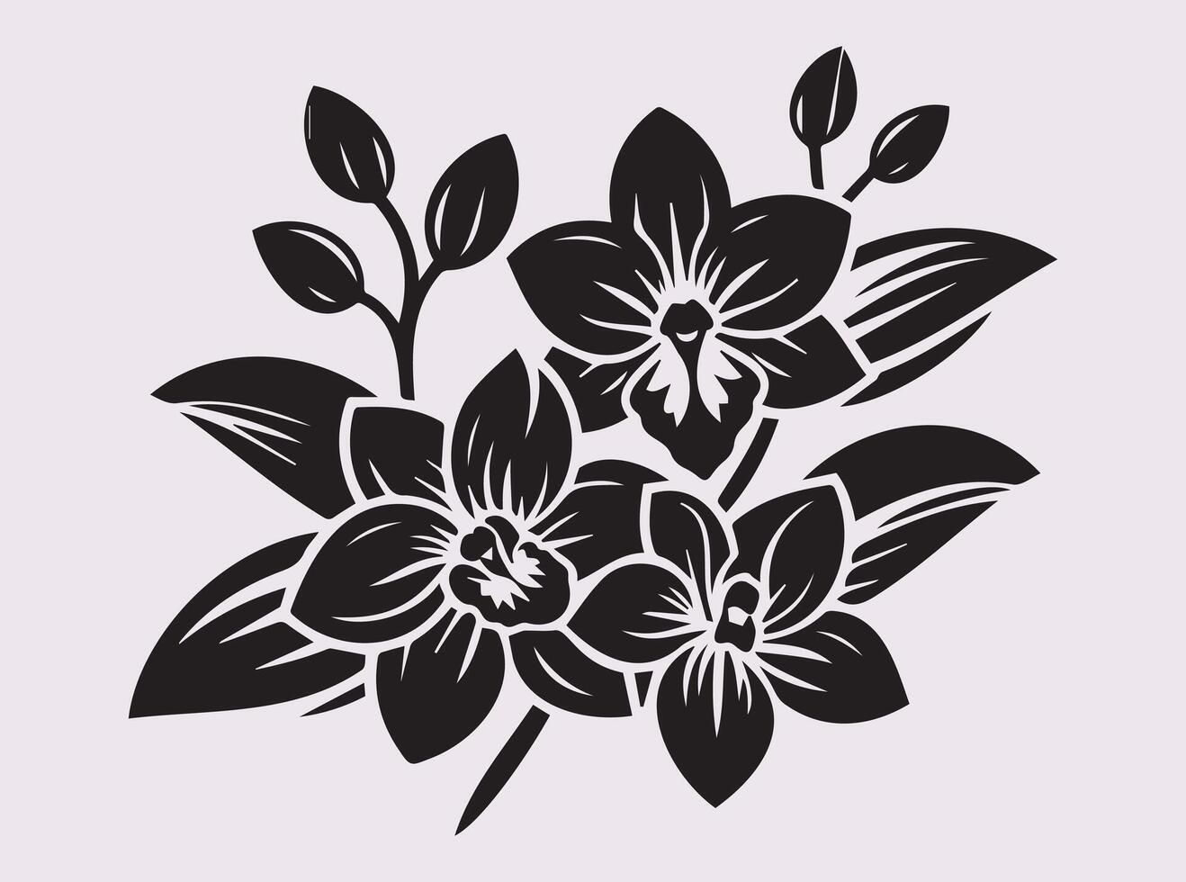 Graceful Orchid Silhouette Illustration with Delicate Floral Details in Elegant Art Style vector