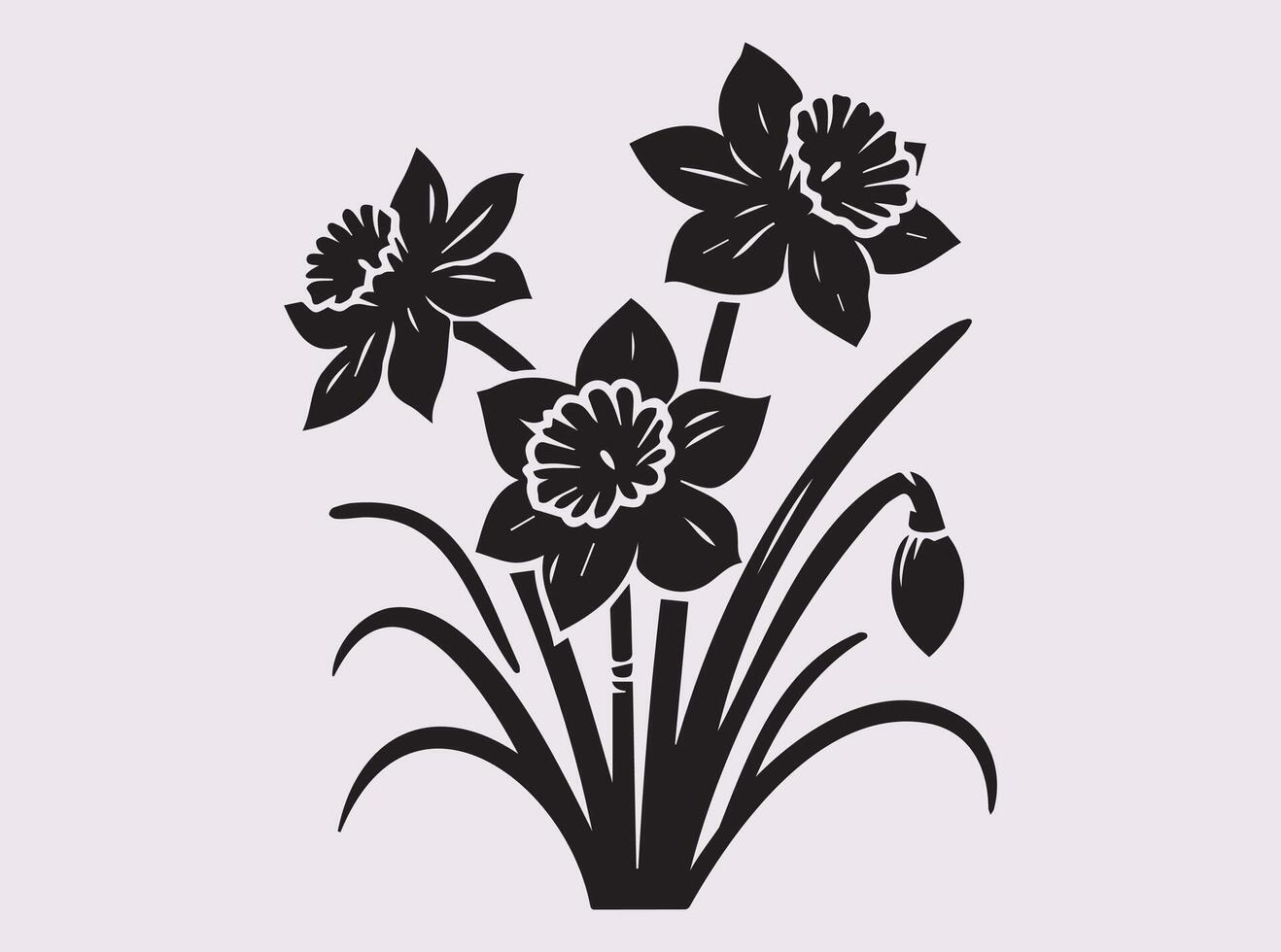 Minimalist Black Silhouette of Daffodil Flower for Art Enthusiasts vector