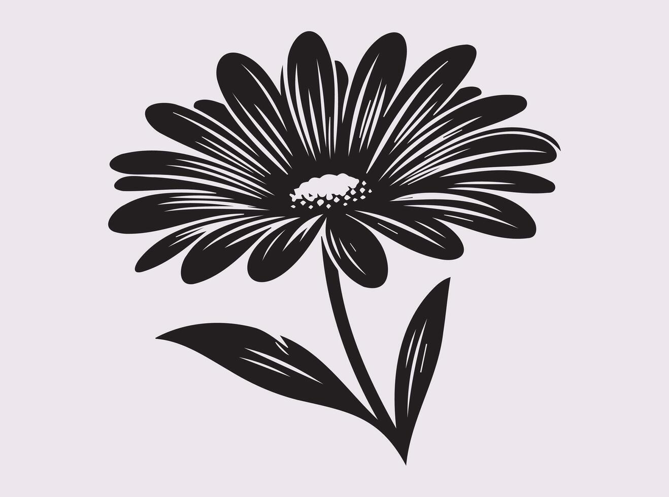 Stylish Black Daisy Flower Silhouette for Elegant Stationery Designs vector