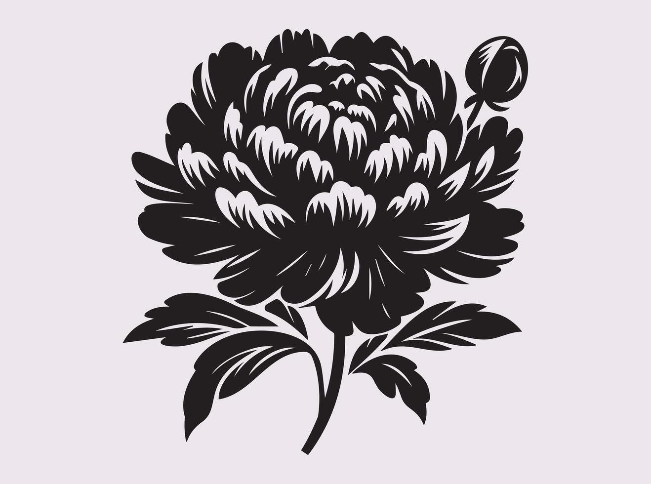 Peony Flower Silhouette for Decorative Prints and Floral Art vector