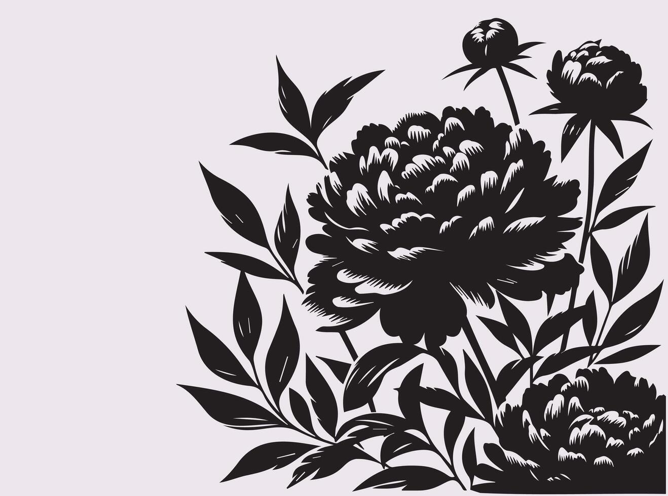 Black Peony Flower Silhouette for Handmade Crafts and Art Creations vector