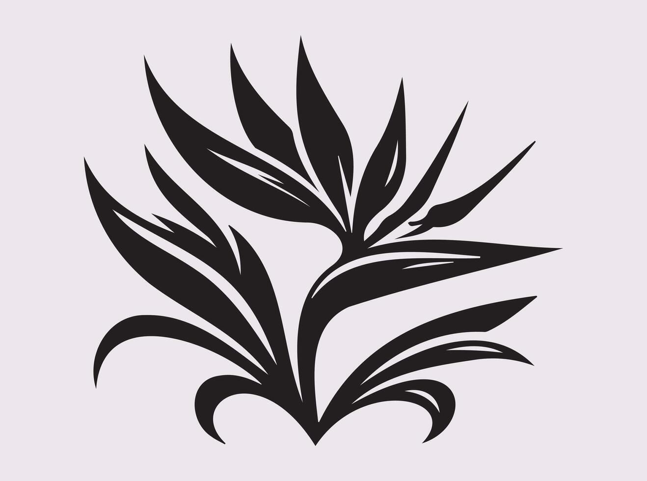 Classic Black Bird of Paradise Flower Silhouette for Creative Use vector
