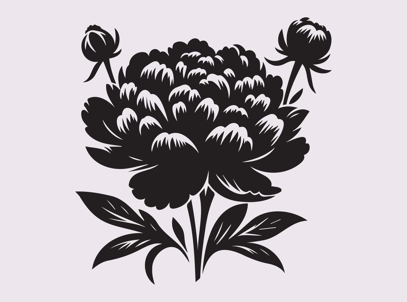 Peony Flower Silhouette for Nature Inspired Wall Decor vector