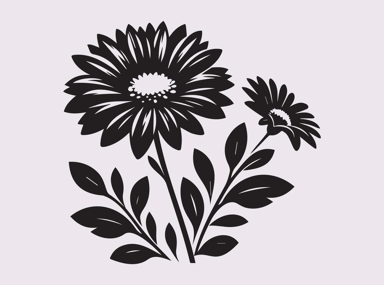 Simple and Elegant Black Daisy Flowers Silhouette for Crafts and Design vector