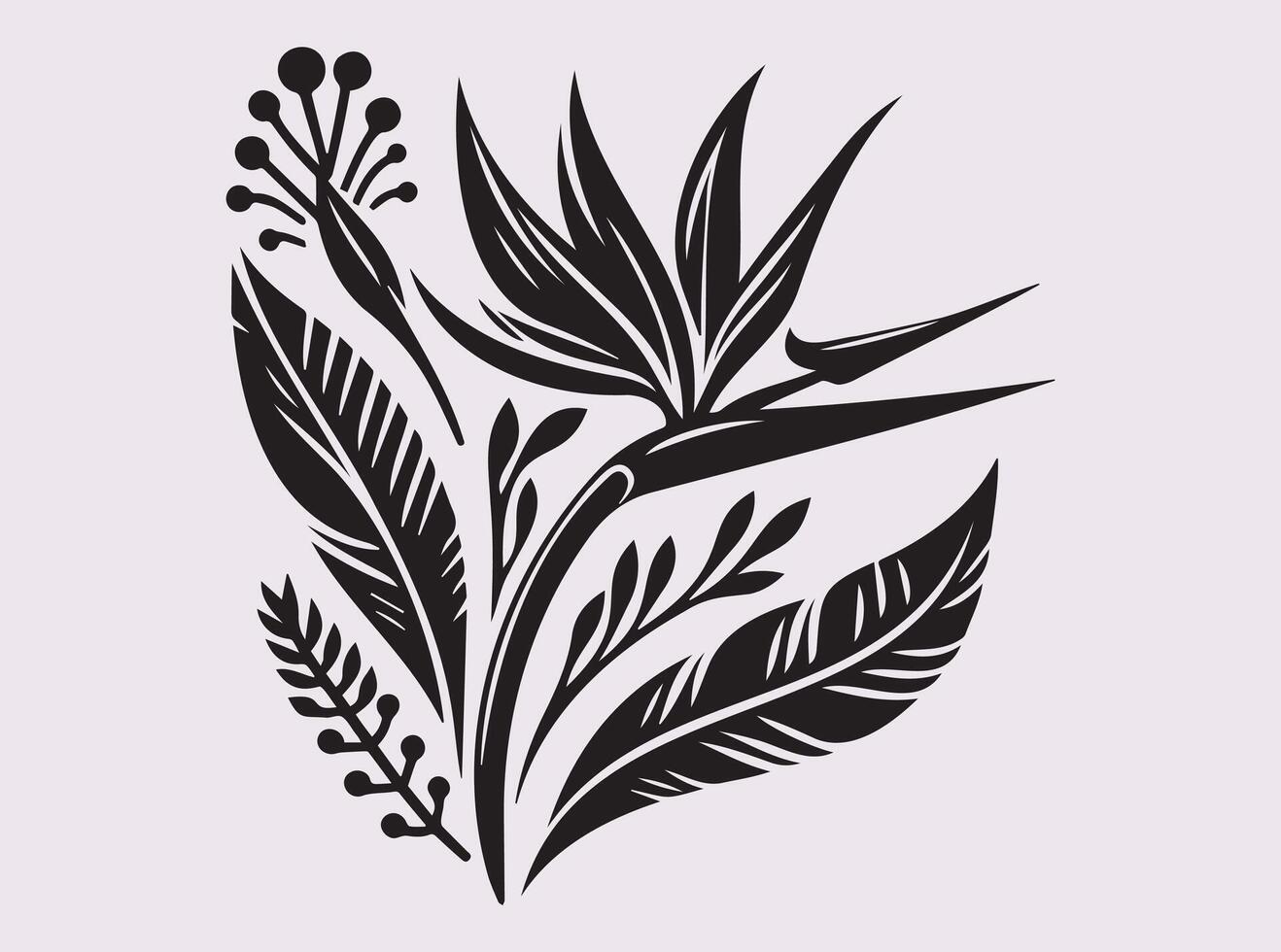 Black Bird of Paradise Flower Silhouette for Elegant Design Concepts vector