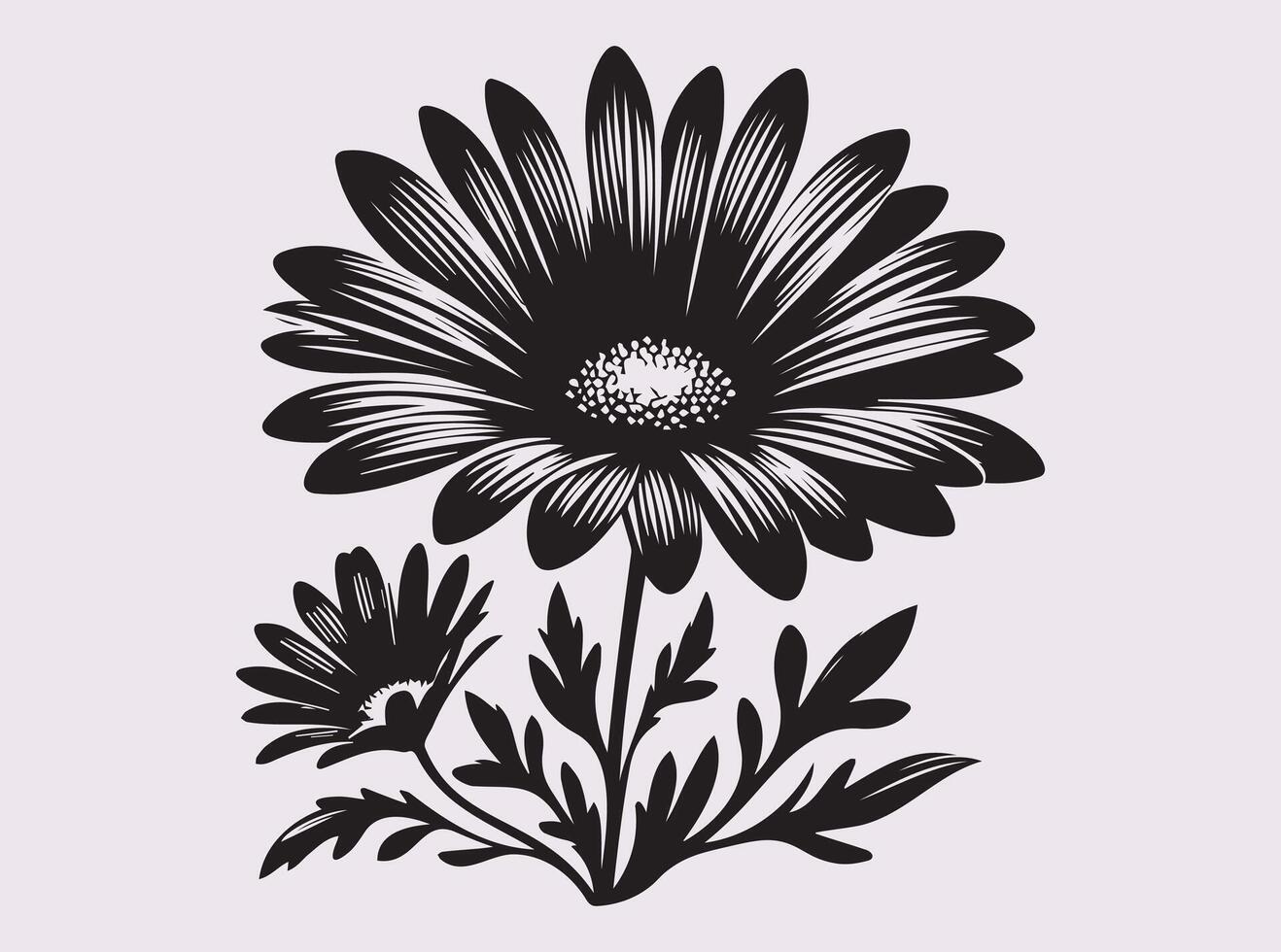 Aesthetic Black Daisy Flowers Silhouette for Elegant and Timeless Designs vector