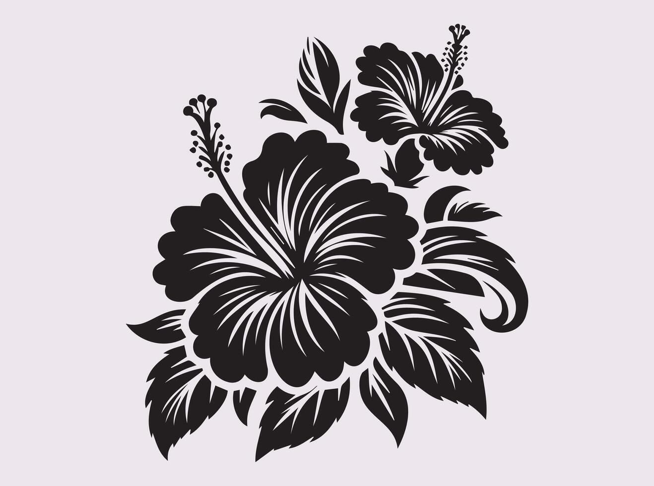 Aesthetic Black Hibiscus Silhouette for Nature Inspired Art vector