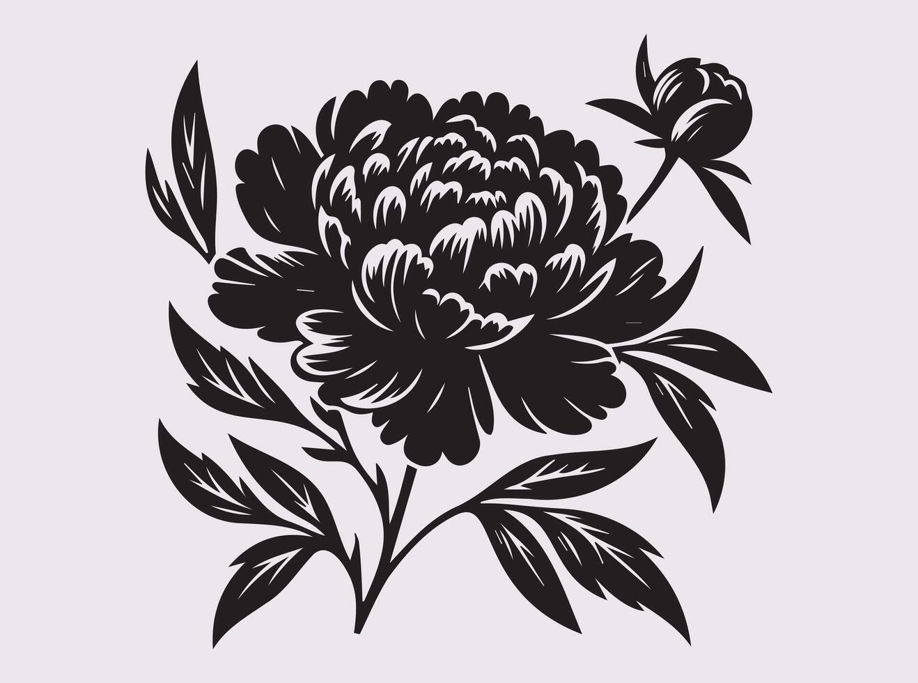 Floral Black Silhouette of Peony Flower for Stunning Art Concepts vector