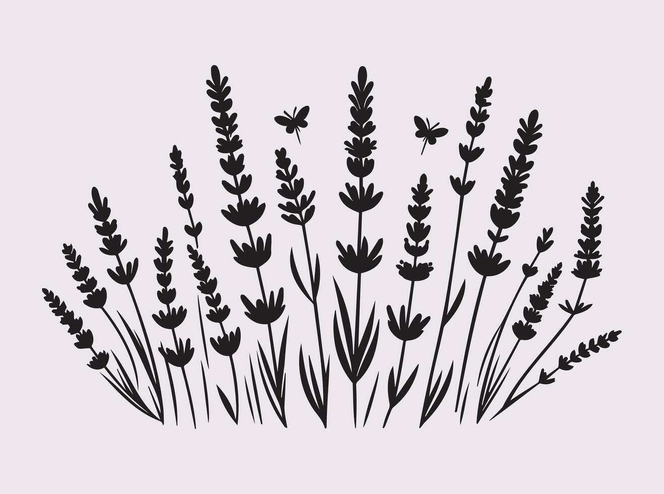 Black Lavender Flowers Silhouette for Handmade Crafts and Art Creations vector