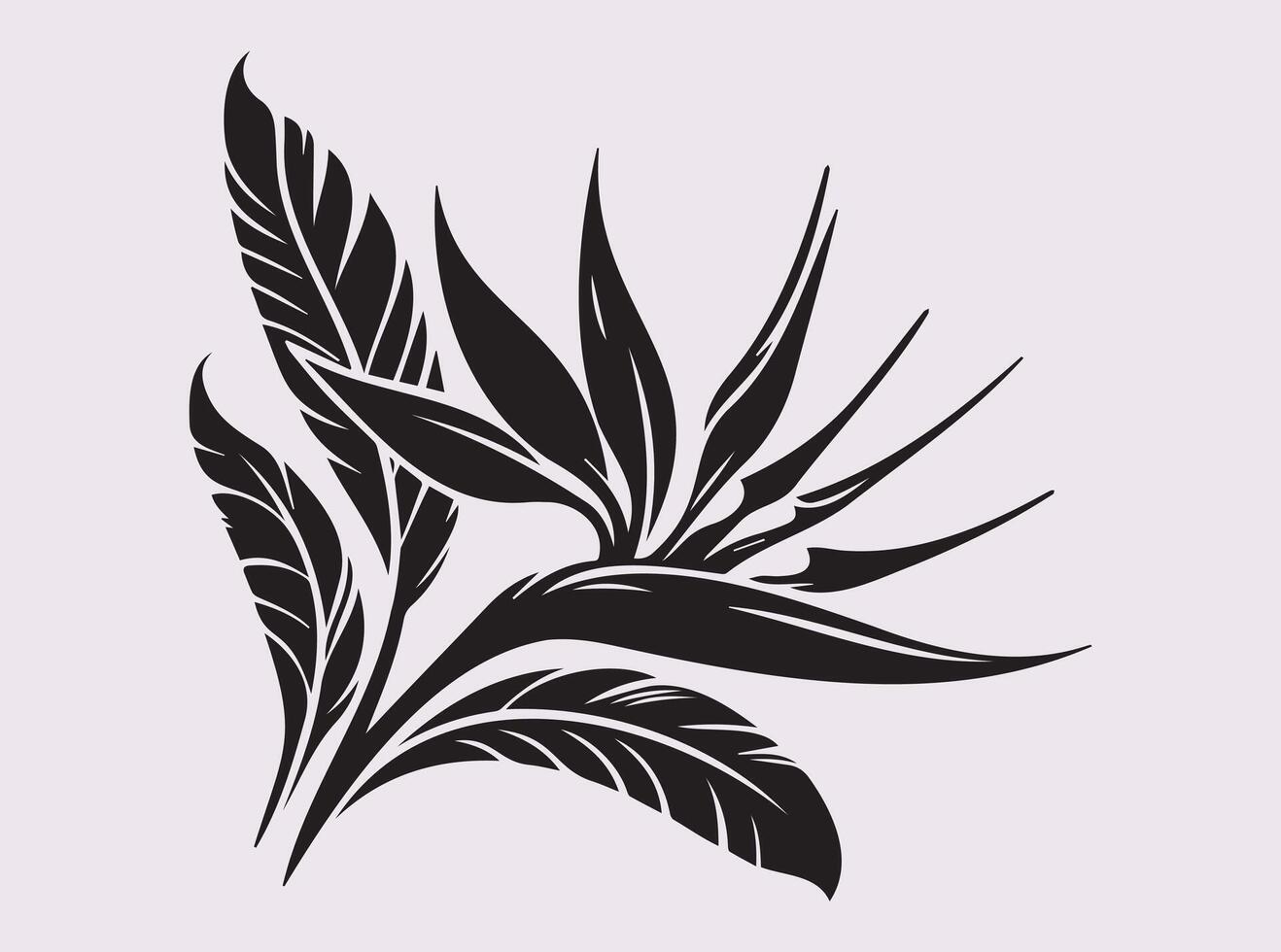 Decorative Black Silhouette of Bird of Paradise Flower for Art Ideas vector