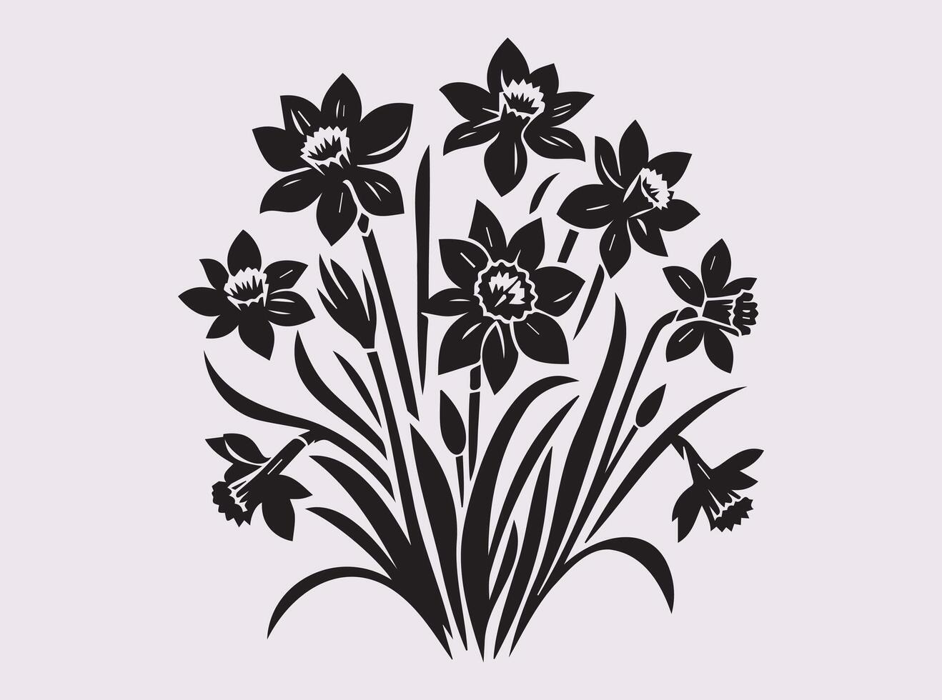 High Quality Black Daffodil Flower Silhouette for Artistic and Handmade Crafts vector