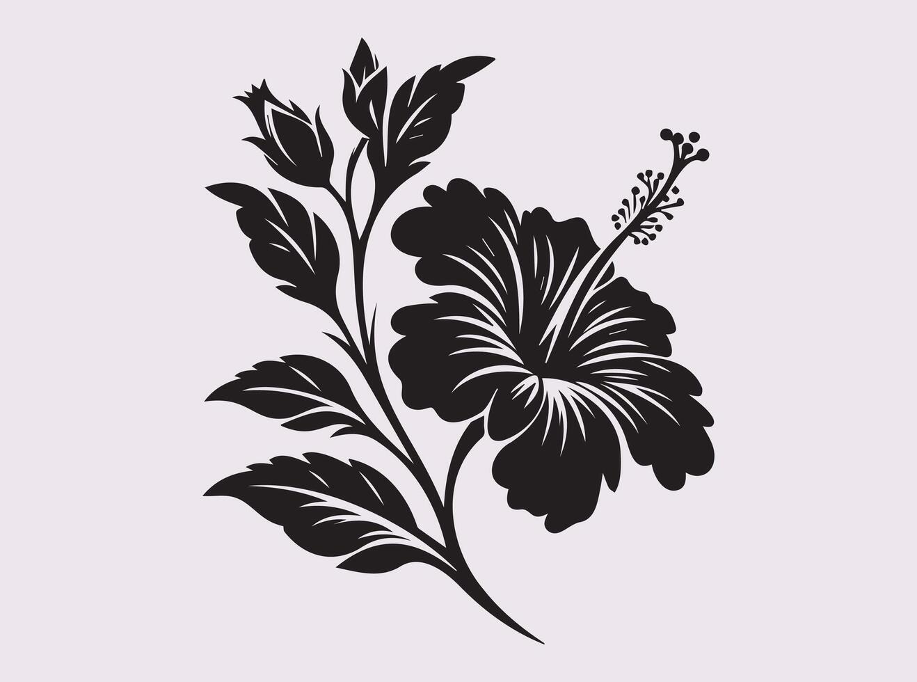 Elegant Black Hibiscus Silhouette for Artistic and Decorative Use vector