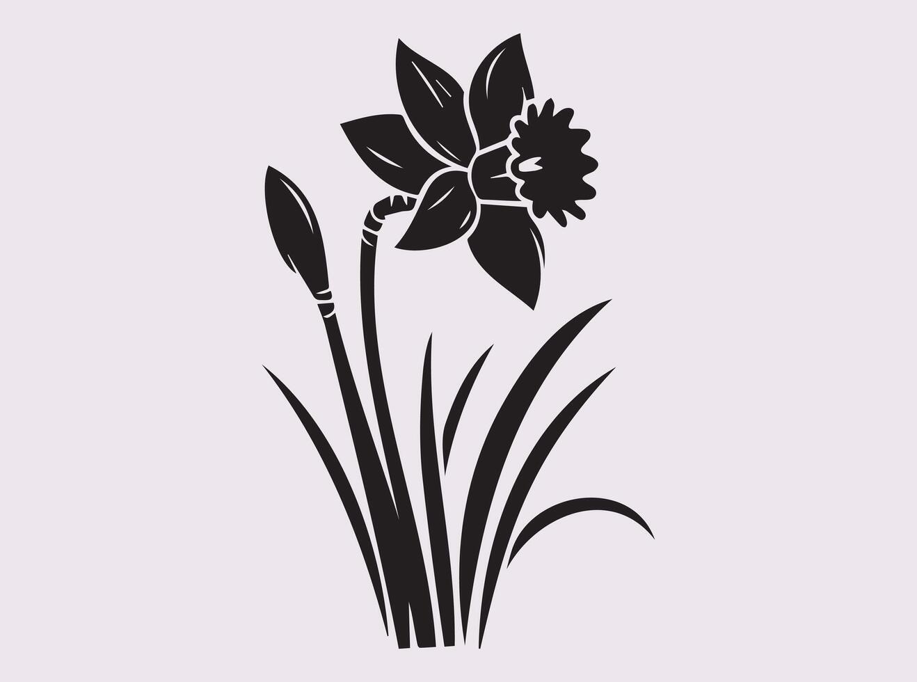 Elegant Black Silhouette of Daffodil Flower for Creative Design vector
