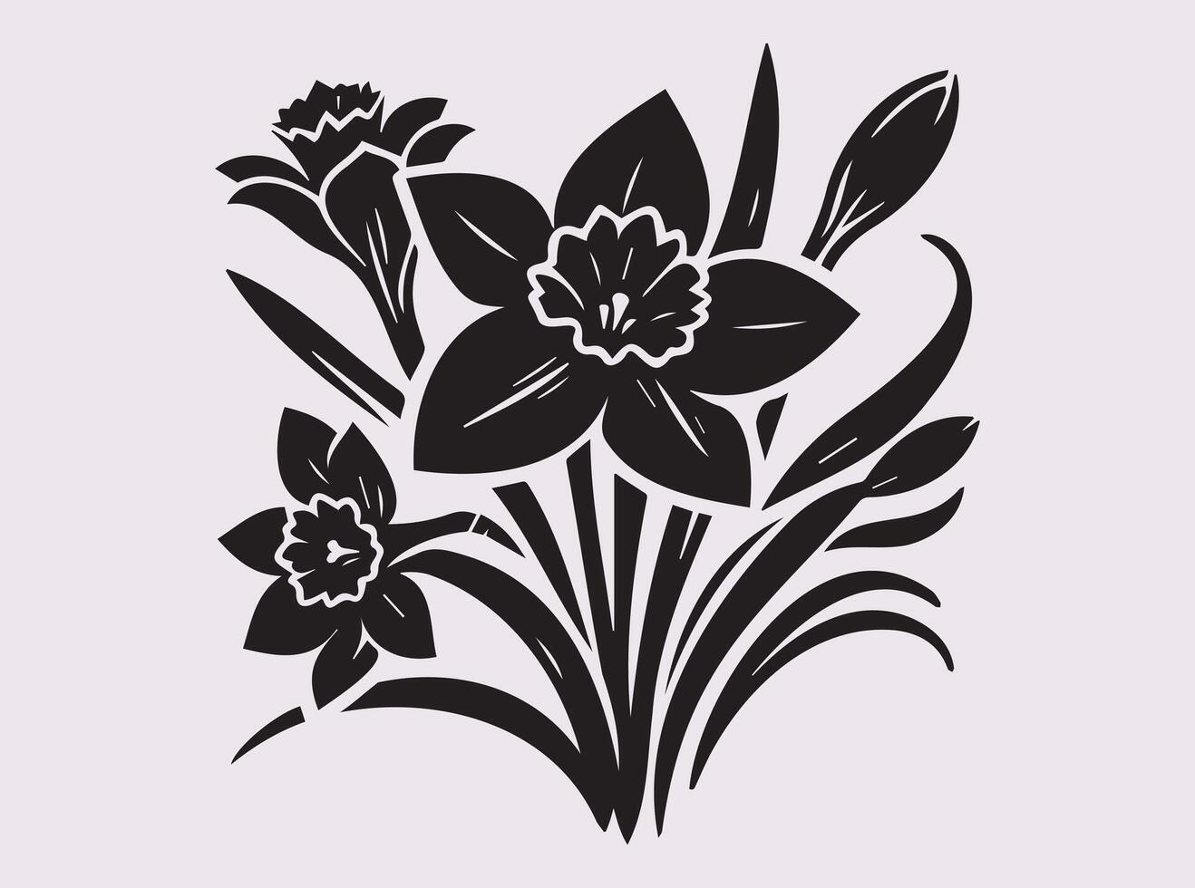 Intricate Black Silhouette of Daffodil Flower for Unique Design Ideas vector