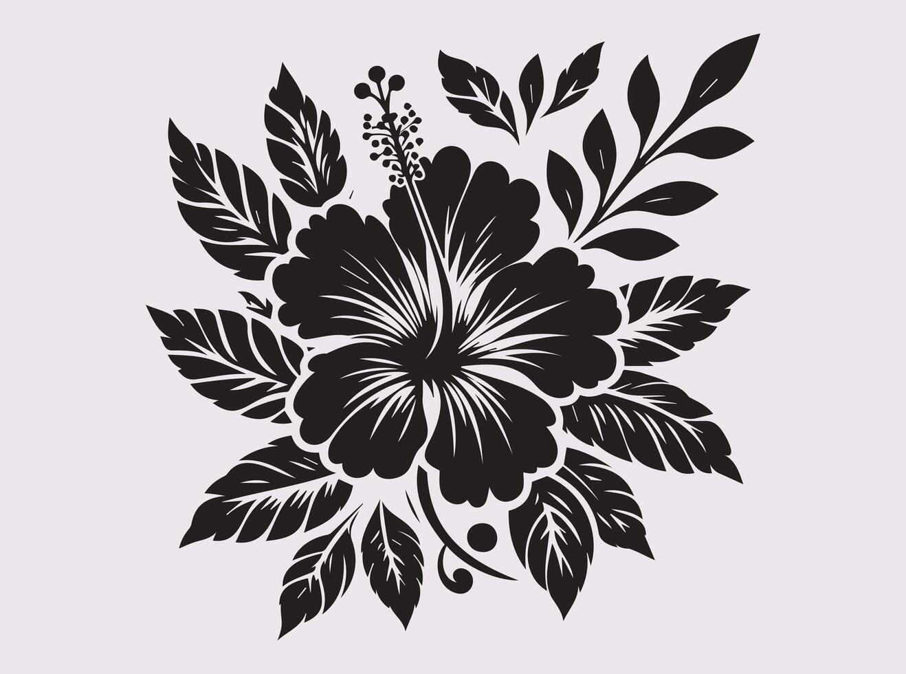 Beautiful Black Hibiscus Silhouette for Creative Art Projects vector