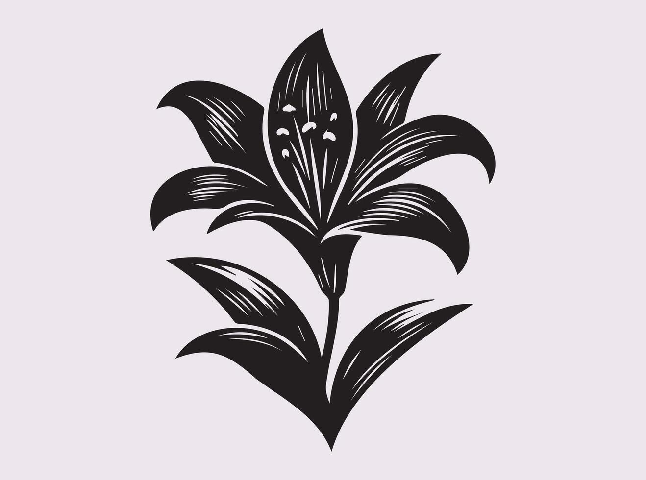 Monochrome Easter Lily Silhouette for Floral and Botanical Illustrations vector