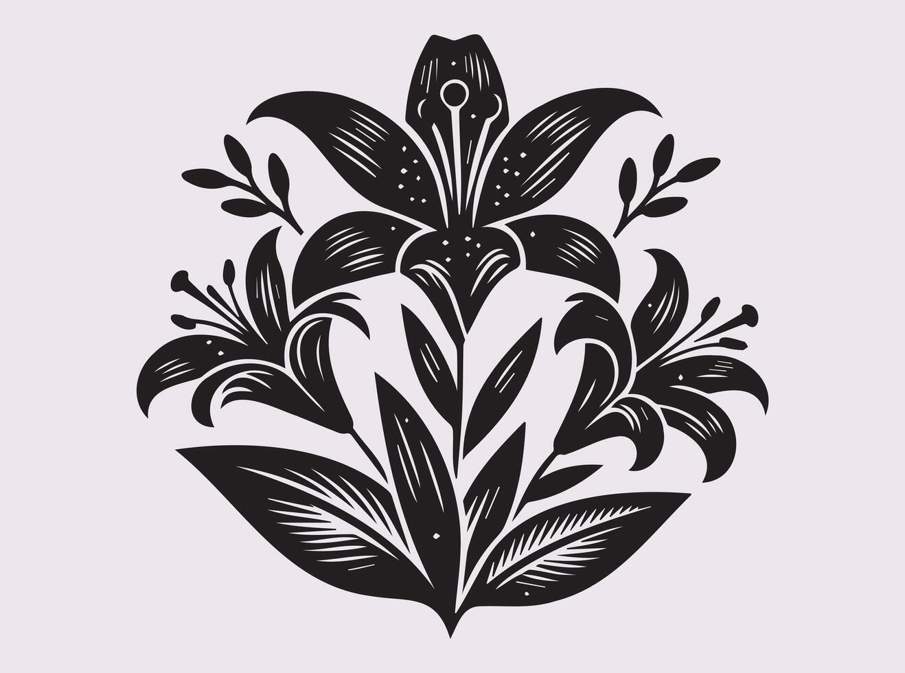 Easter Lily Silhouette Artwork for Invitations, Cards, and Wall Art vector