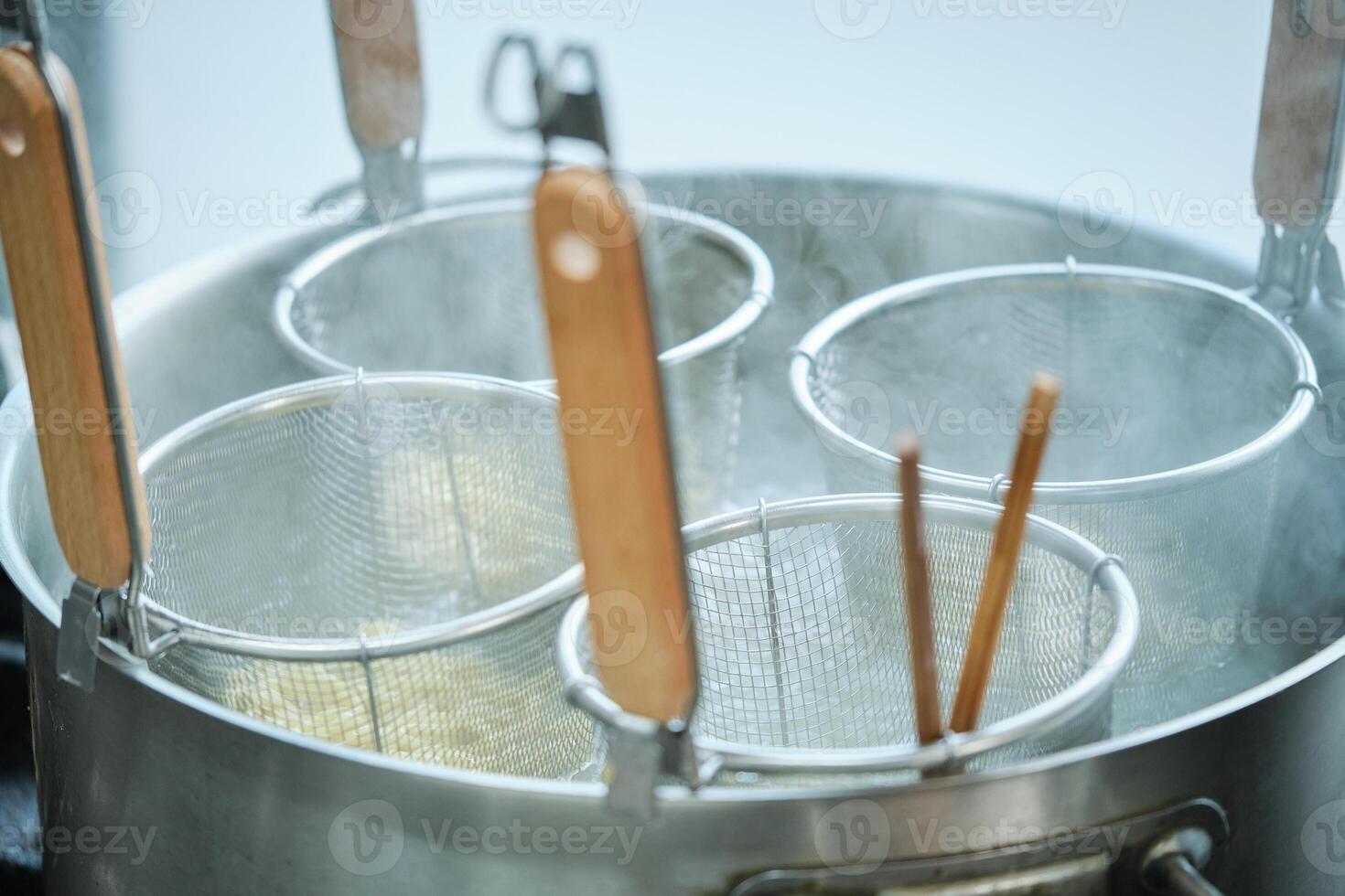 Process of making noodles in kitchen photo