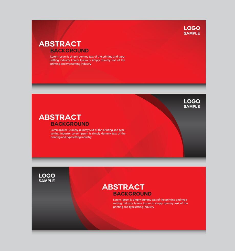 Red banner design web template Set. Horizontal header web banner vector