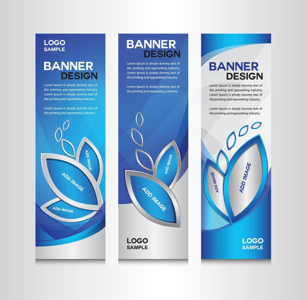Blue and white Banner Design . blue rollup banner template vector