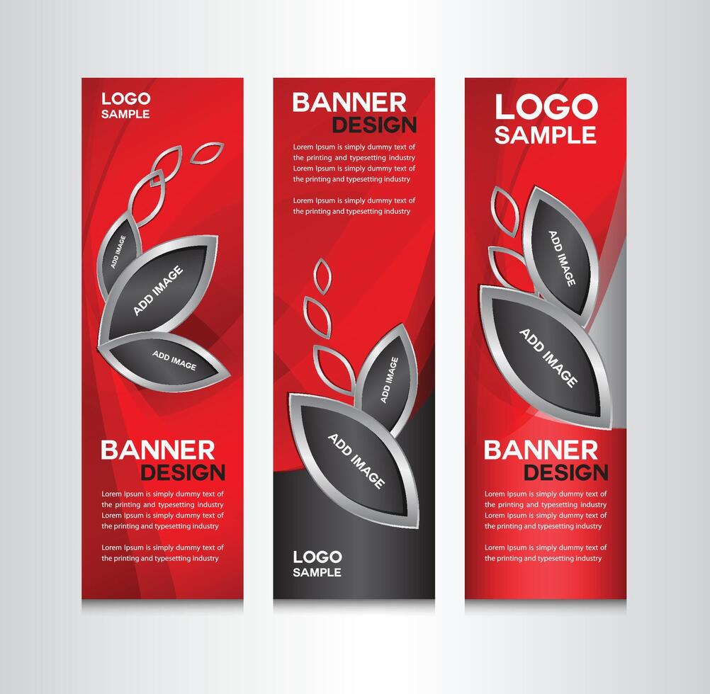 Red and Black Banner Design. roll up banner template vector