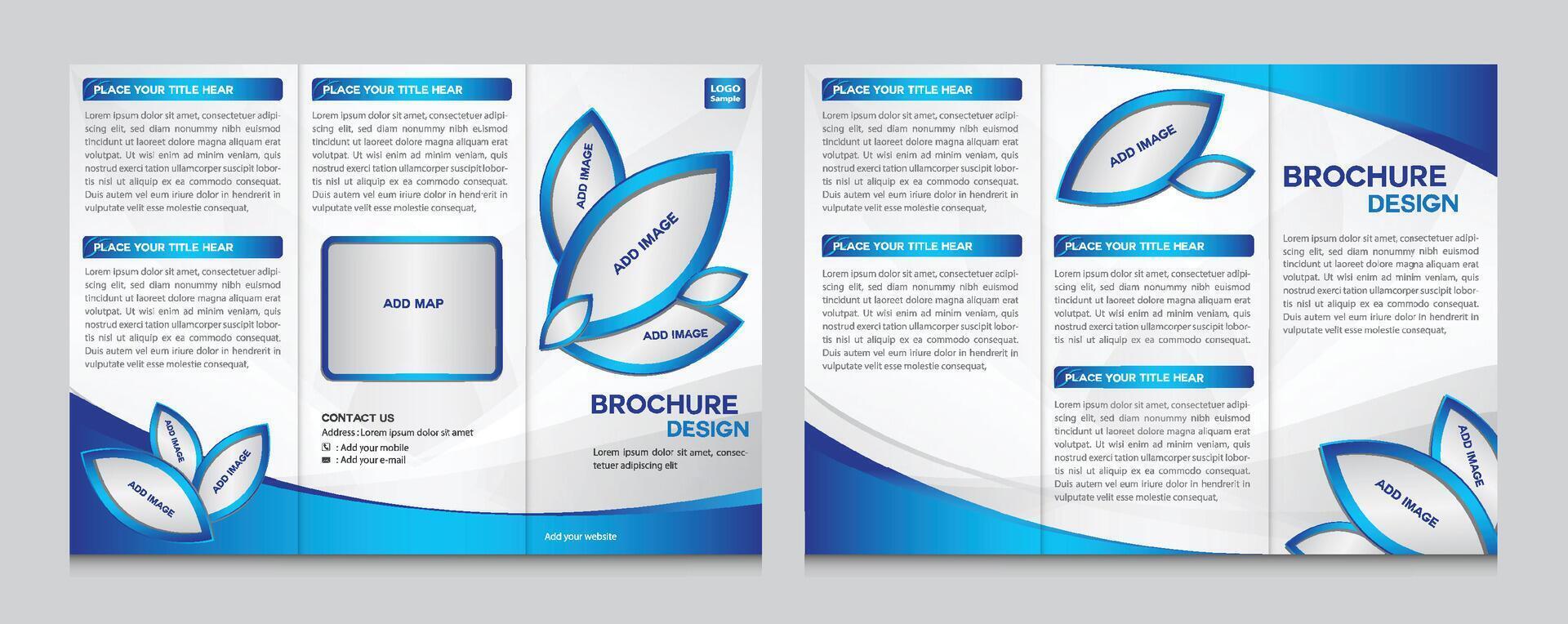 Blue Brochure Template, Tri-fold Brochure Design vector