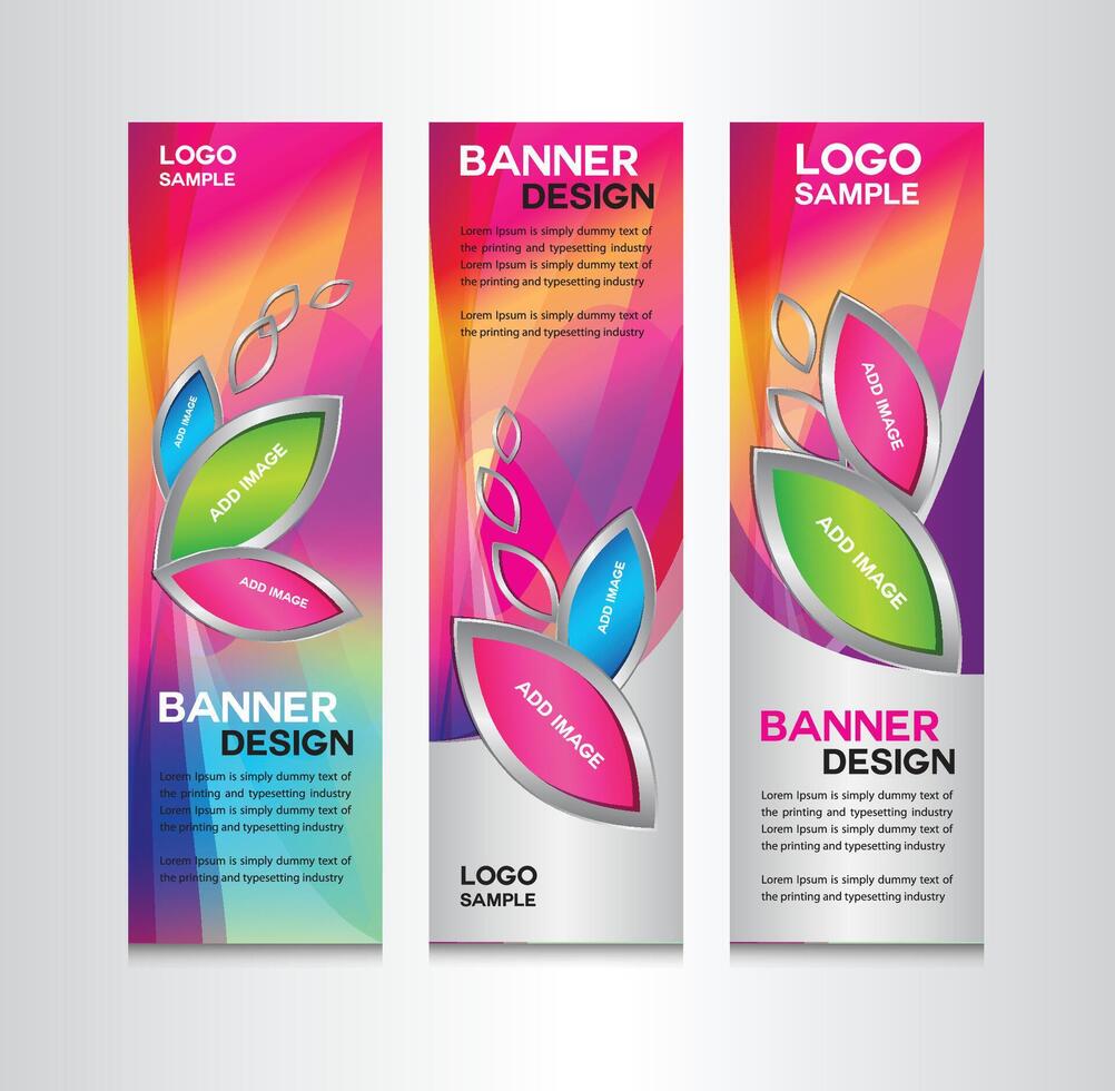 Colorful Banner Design . roll up banner stand template vector
