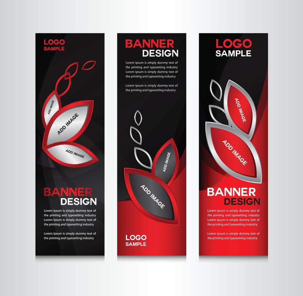 Red and Black Banner Design . rollup banner template vector