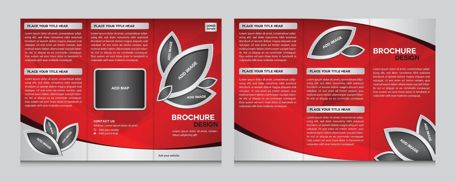 Red and white Brochure Template, business Tri-fold Brochure Design vector
