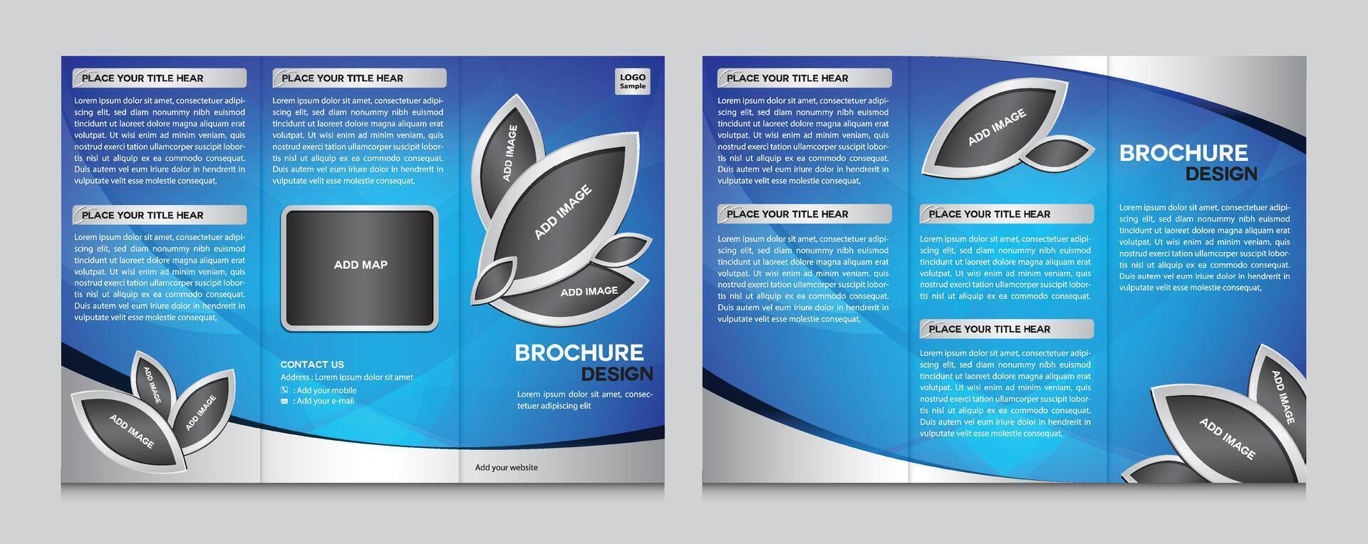 Blue and white Brochure Template, business Tri-fold Brochure Design vector