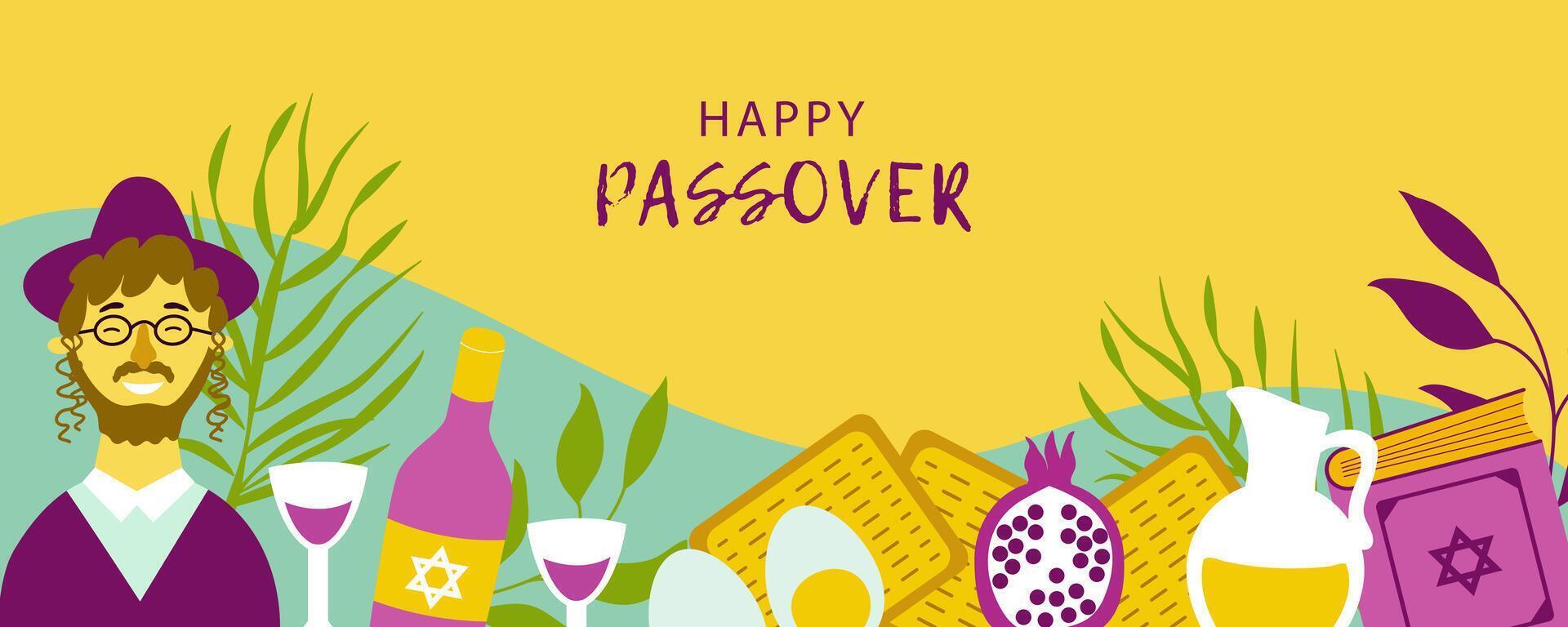 Happy Passover horizontal background for invitation, flyer, greeting card,poster. vector