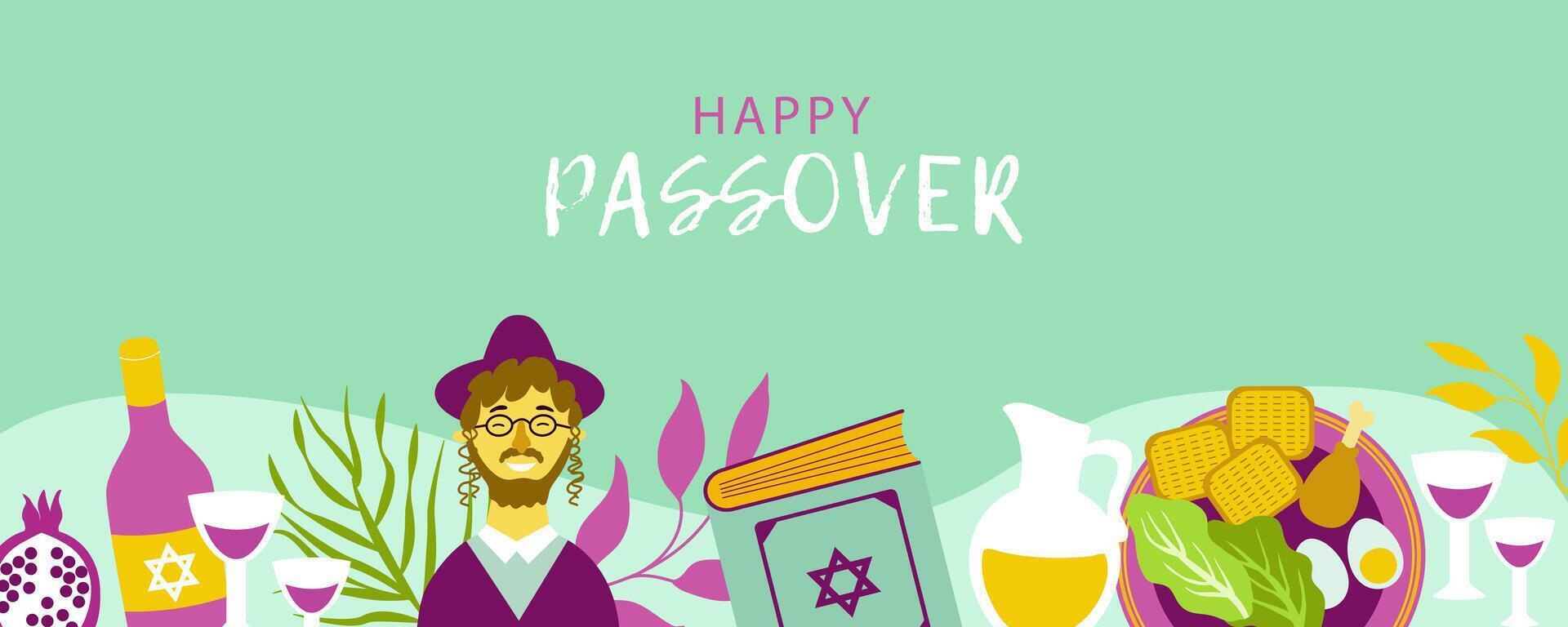 Happy Passover horizontal background for invitation, flyer, greeting card,poster. vector