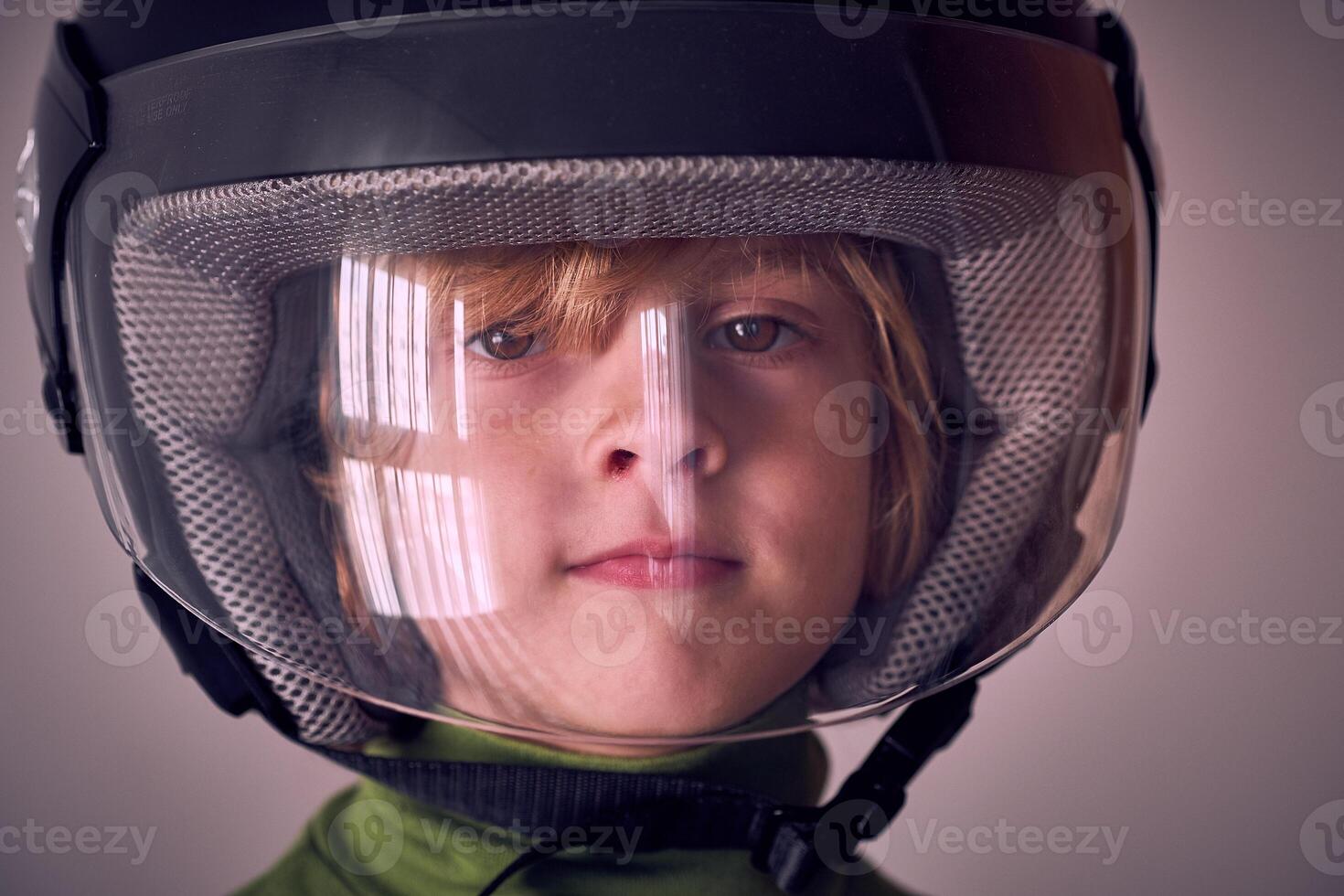 Little boy in safety helmet photo