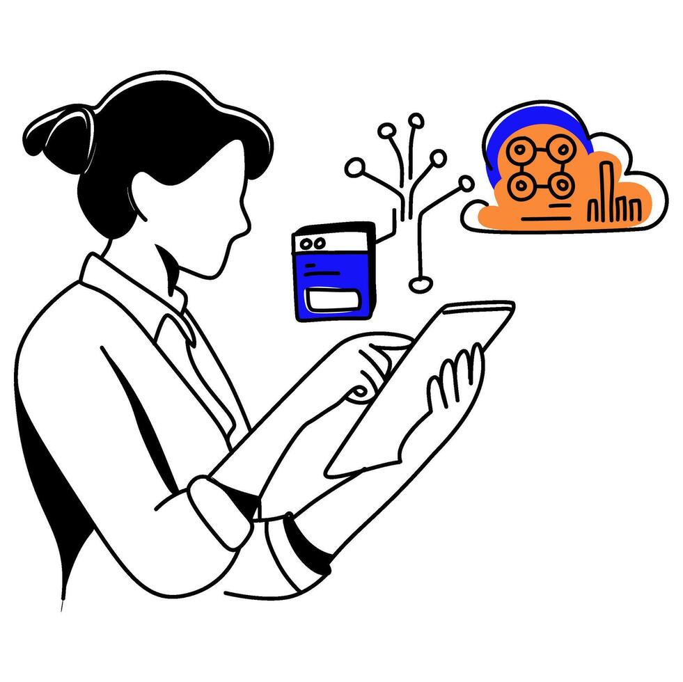 data science, cloud, AI, and security. Perfect for web design, app visuals, tech vector