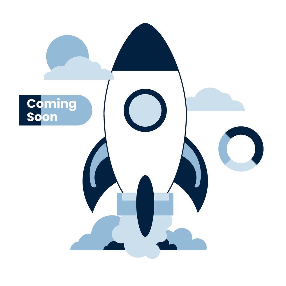 Startup Launch Icon Rocket taking off, symbolizing business growth and upcoming release. Perfect for tech startups, product launches, and innovation vector